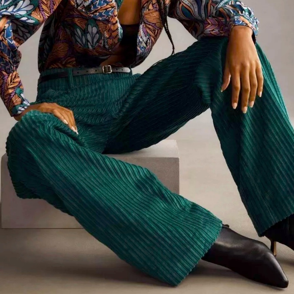 Farm Rio Corduroy High-Waist Wide-Leg Pants, Size L